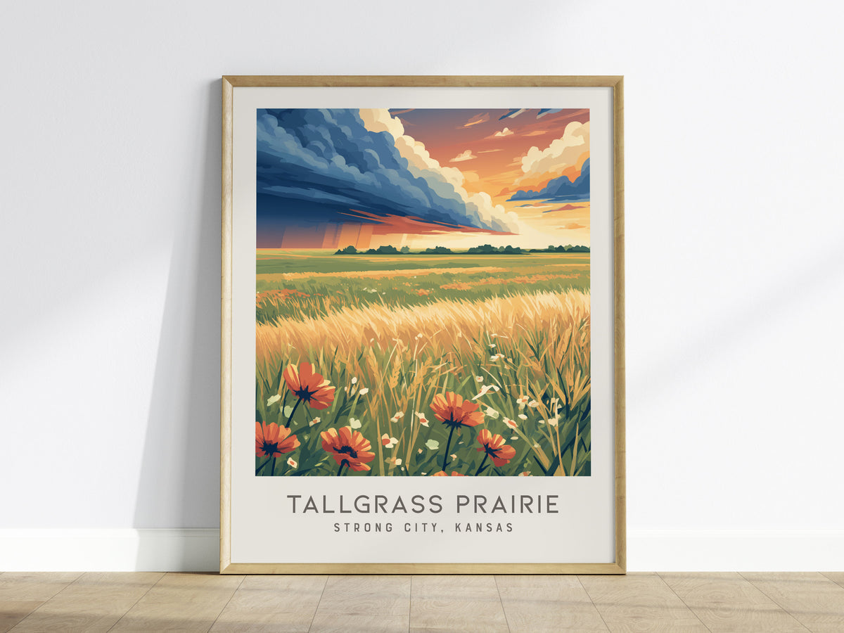 Tallgrass Prairie Matte Border Poster | Strong City, Kansas Destination Print — framed wall art