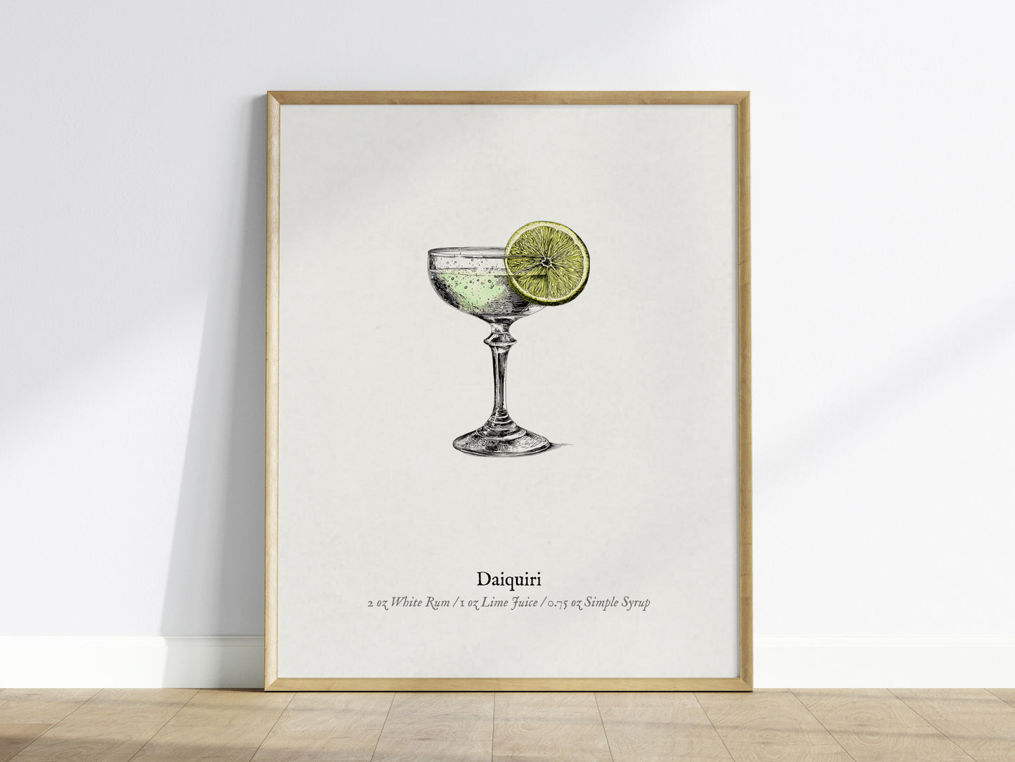 Daiquiri Poster | Vintage Cocktail Scientific Illustration Wall Art — framed wall art