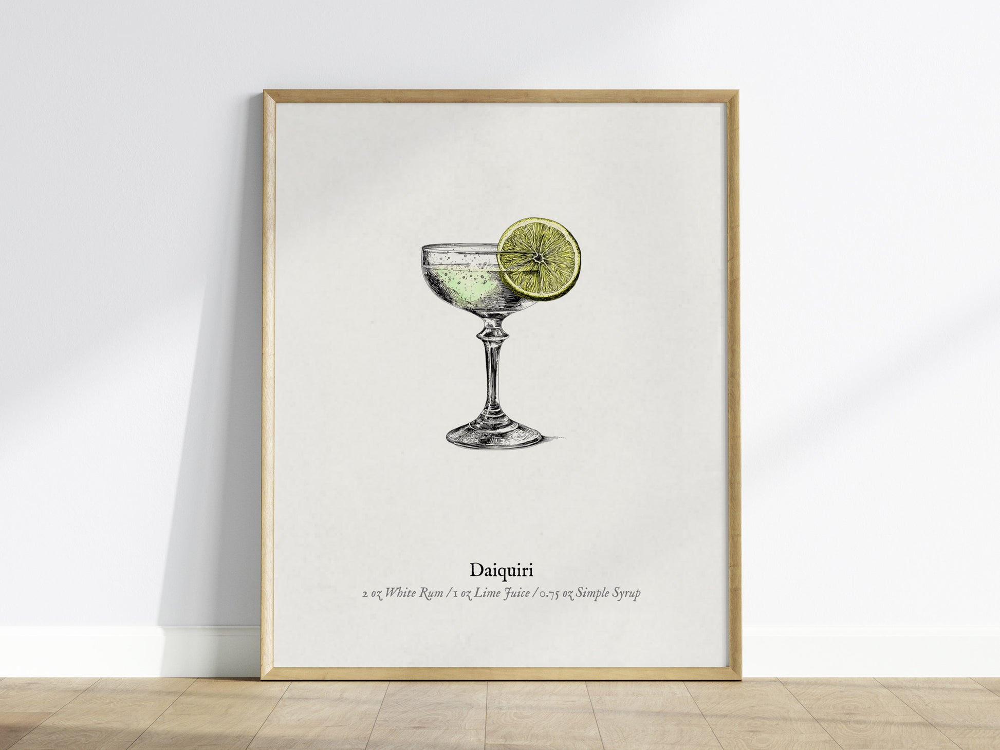 Daiquiri Poster | Vintage Cocktail Scientific Illustration Wall Art — framed wall art