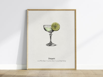 Daiquiri Poster | Vintage Cocktail Scientific Illustration Wall Art — framed wall art