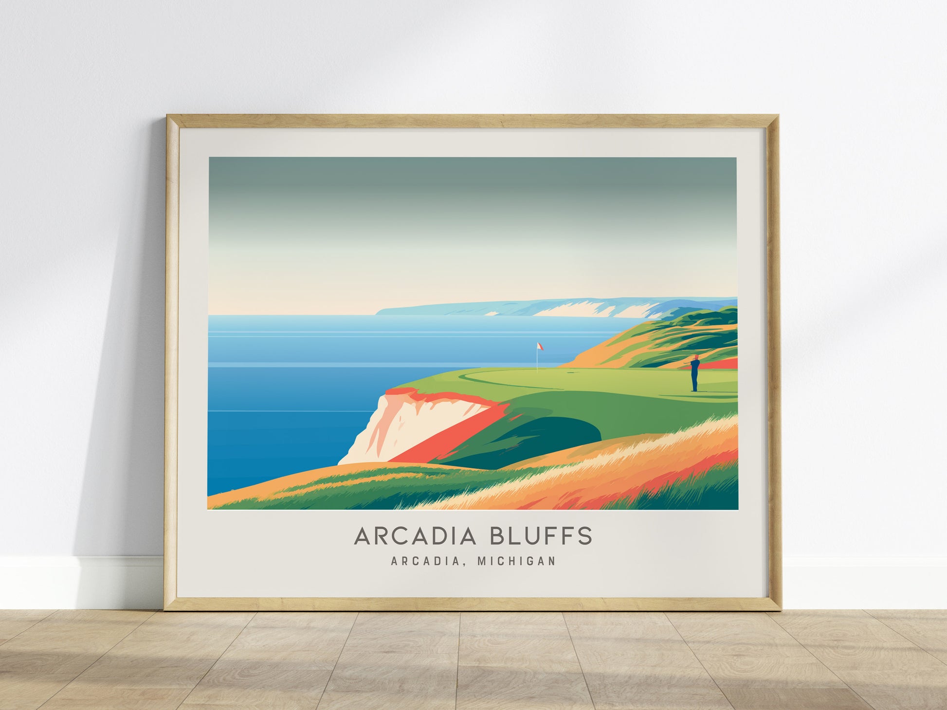 Arcadia Bluffs Landscape Matte Border Poster | Golf Wall Art Arcadia, Michigan Framed or Unframed — framed wall art