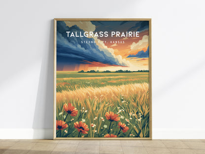 Tallgrass Prairie, Strong City, Kansas Poster | Golden Plains Travel Wall Art — framed wall art