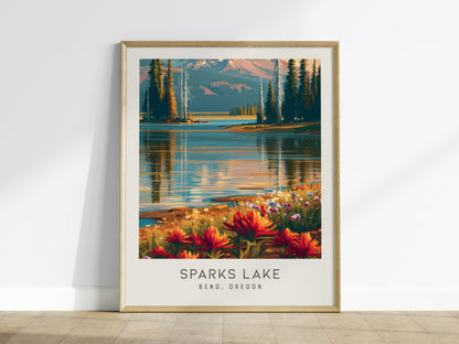 Sparks Lake Matte Border Poster | Bend, Oregon Destination Print Travel Wall Art — framed wall art