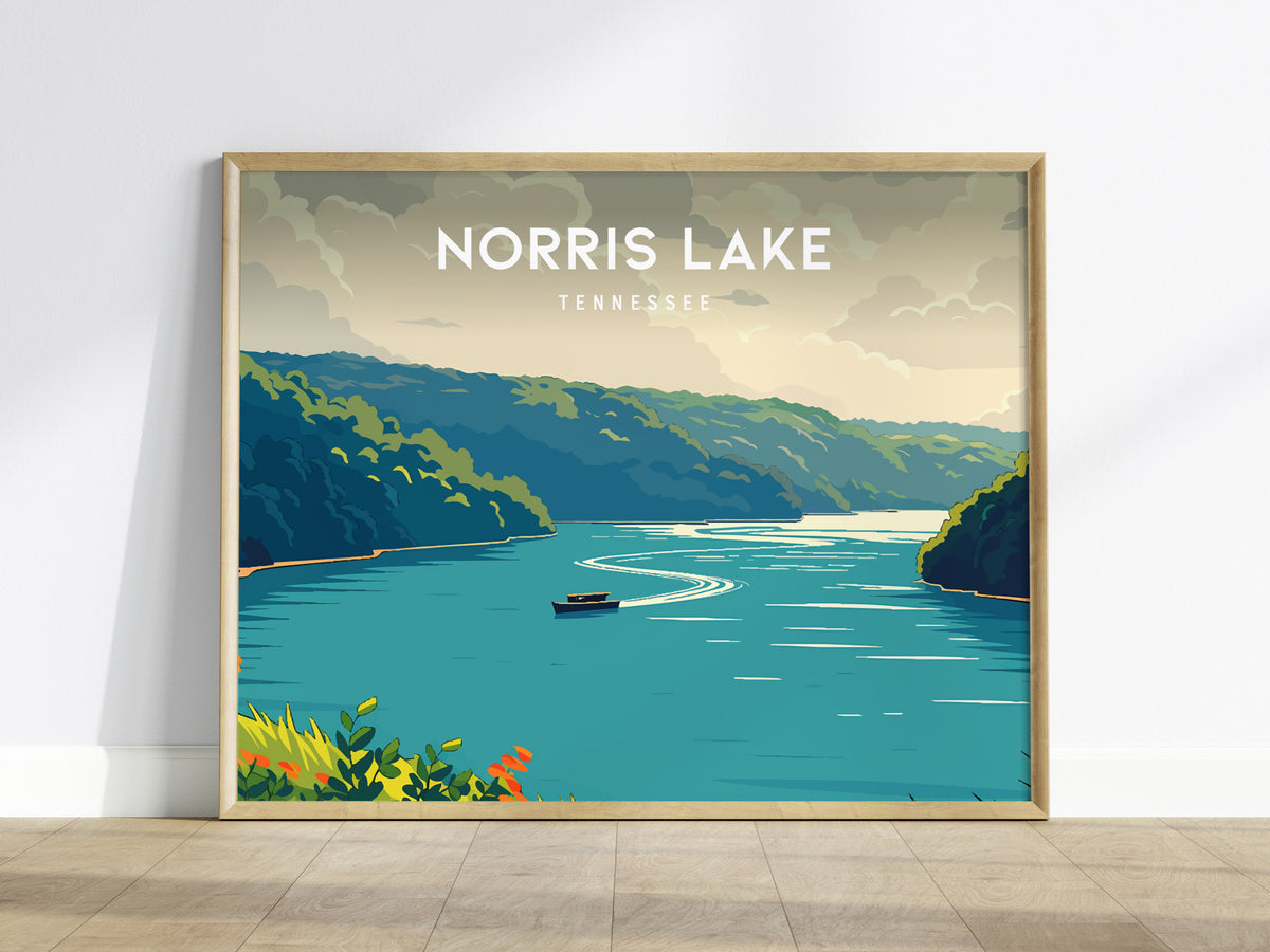Norris Lake, Tennessee Landscape Poster | Lakeside Getaway Framed or Unframed Wall Art — framed wall art