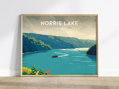 Norris Lake, Tennessee Landscape Poster | Lakeside Getaway Framed or Unframed Wall Art — framed wall art