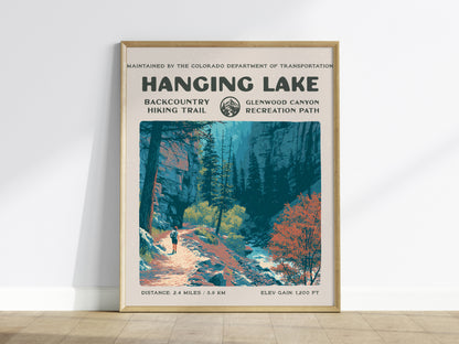Hanging Lake, Glenwood Canyon Poster | Hiker Gift | Backcountry Trail Wall Art — framed wall art