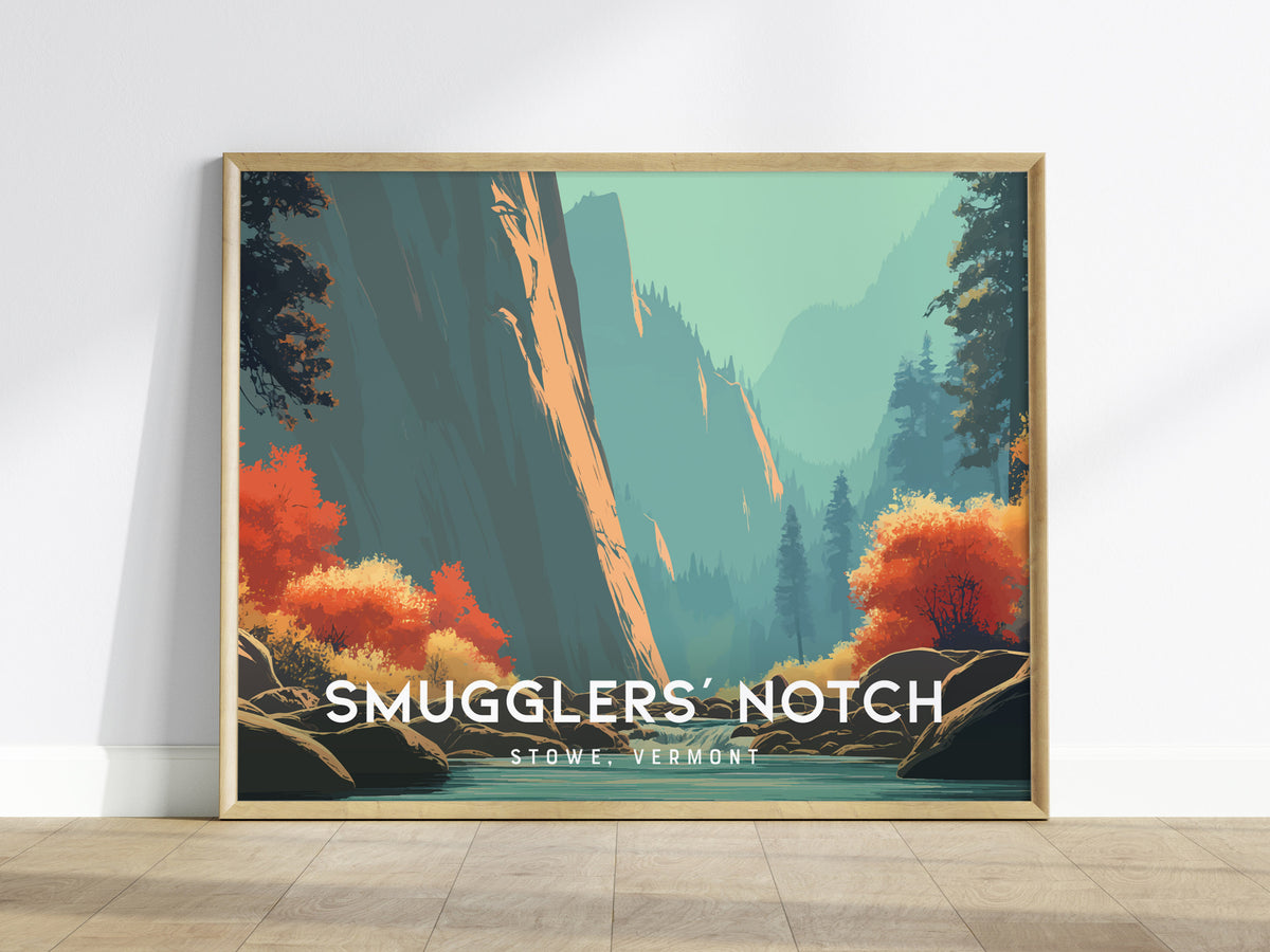 Smugglers' Notch Landscape Poster | Stowe, Vermont Vacation Wall Art — framed wall art