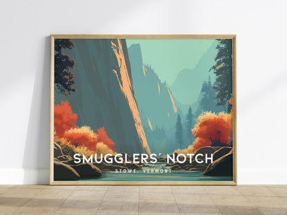 Smugglers' Notch Landscape Poster | Stowe, Vermont Vacation Wall Art — framed wall art