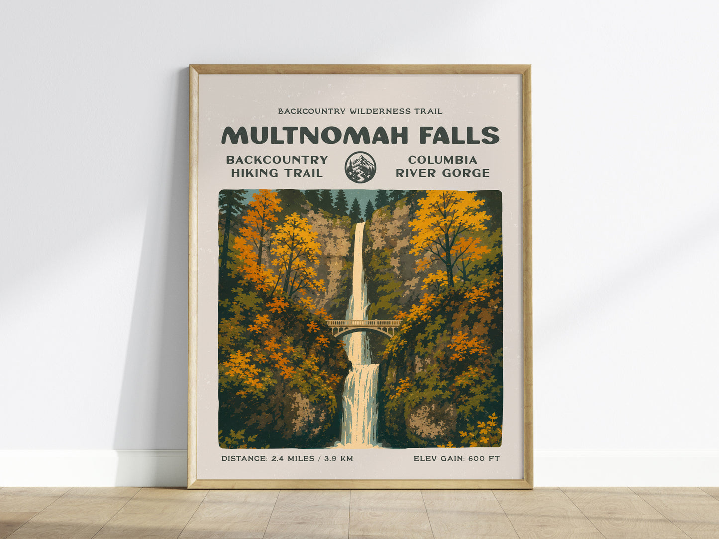 Multnomah Falls Poster | Oregon Waterfall Wall Art Print — framed wall art