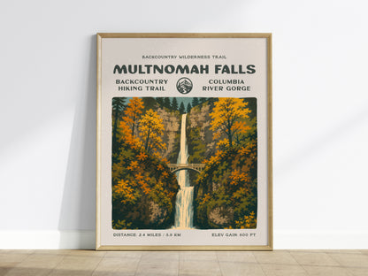 Multnomah Falls Poster | Oregon Waterfall Wall Art Print — framed wall art