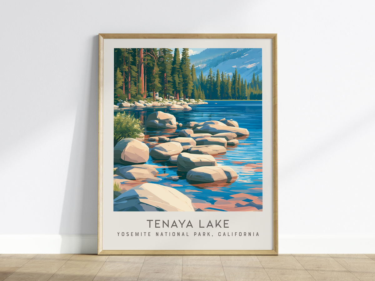 Tenaya Lake Matte Border Poster | Yosemite National Park, California Destination Print — framed wall art