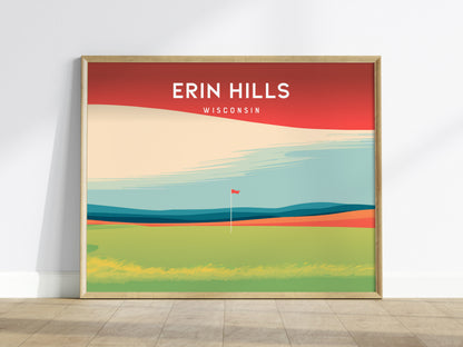 Erin Hills, Wisconsin Landscape Poster | Golfer Gift Country Club Decor Wall Art — framed wall art