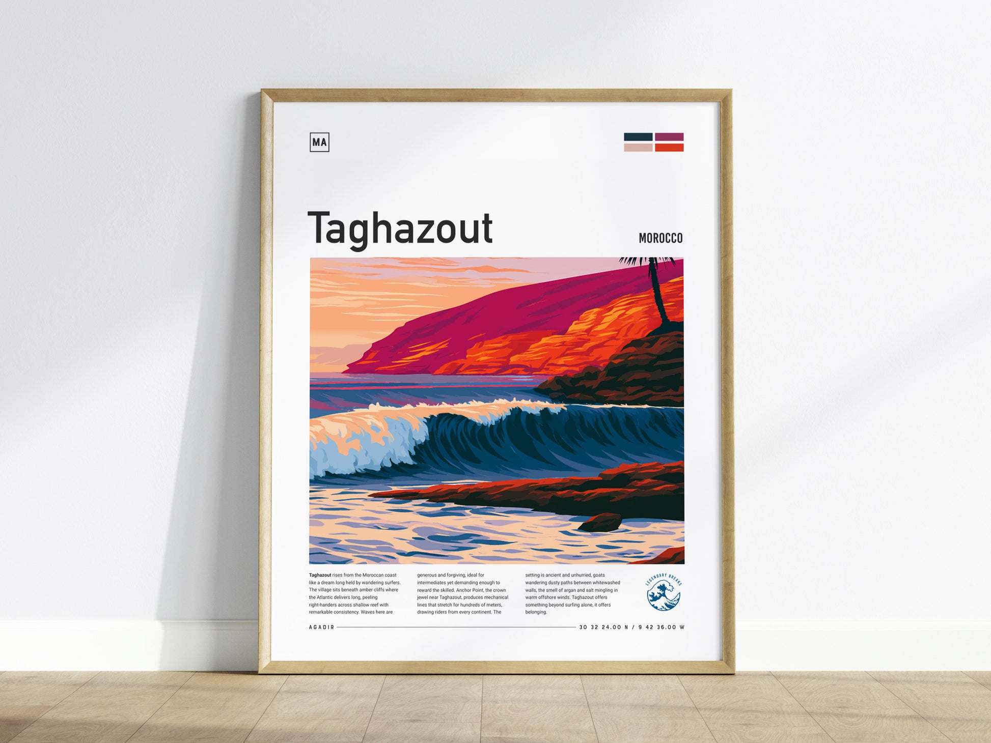 Taghazout, Morocco Poster | Sun-Kissed Surf Village Wall Art — framed wall art