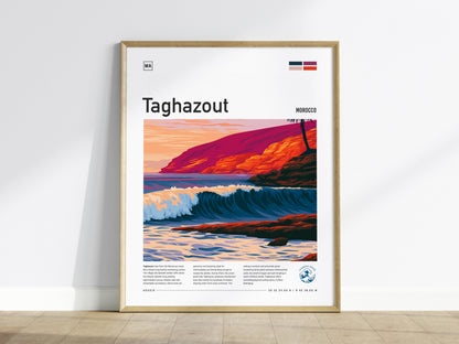 Taghazout, Morocco Poster | Sun-Kissed Surf Village Wall Art — framed wall art