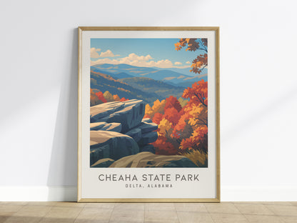 Cheaha State Park Matte Border Poster | Delta, Alabama Destination Print Travel Wall Art — framed wall art