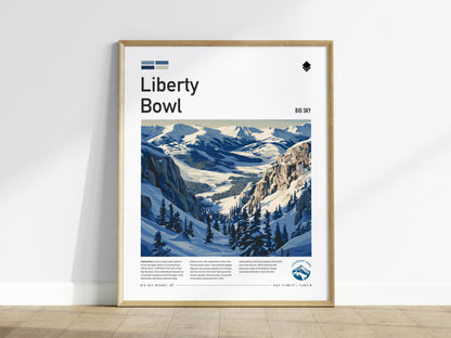 Liberty Bowl, Big Sky Poster | Alpine Print Ski Lodge Decor Wall Art — framed wall art