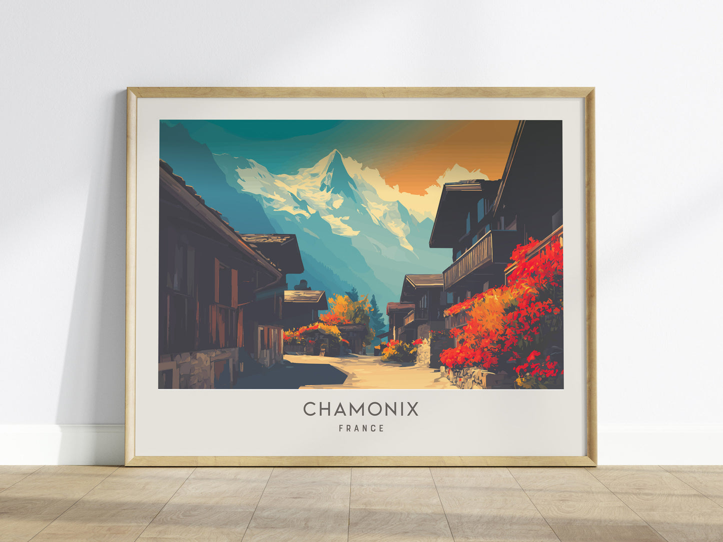 Chamonix Landscape Matte Border Poster | France Travel Wall Art — framed wall art