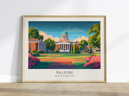 Raleigh Landscape Matte Border Poster | North Carolina Travel Wall Art — framed wall art