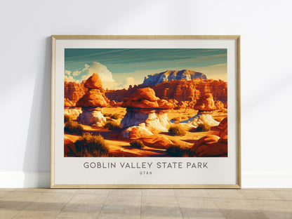 Goblin Valley State Park Landscape Matte Border Poster | Utah Travel Gift Wall Art — framed wall art
