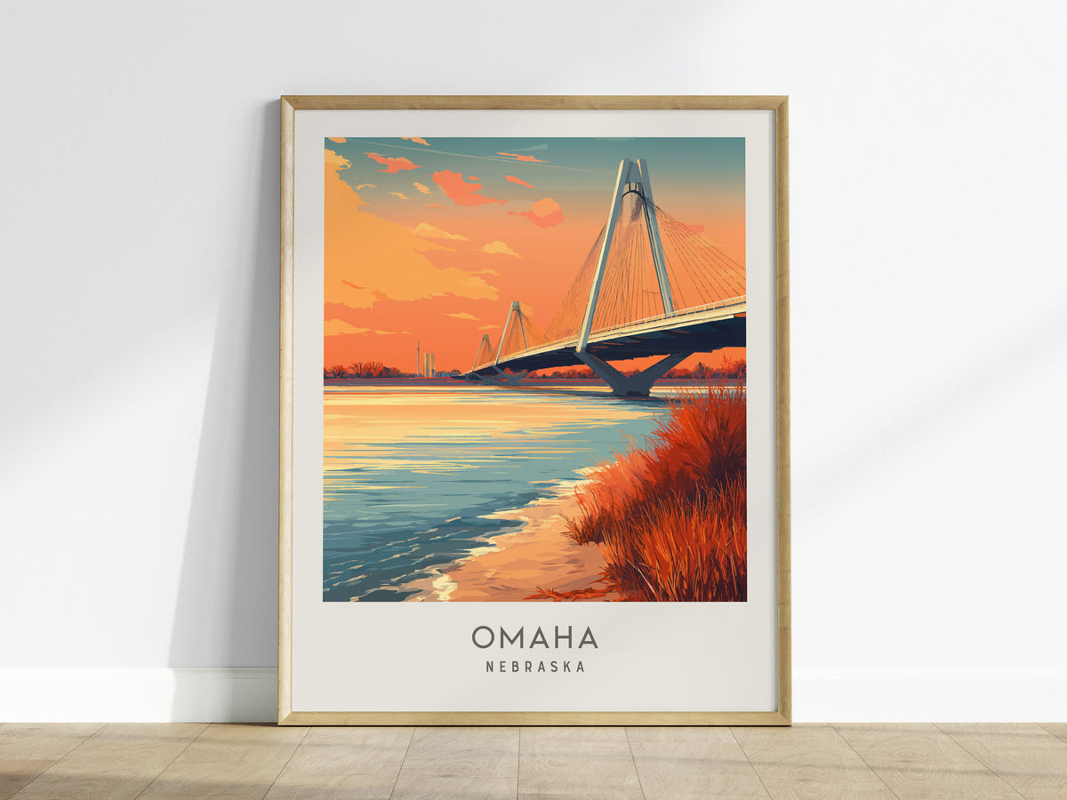 Omaha Matte Border Poster | Nebraska Travel Wall Art — framed wall art