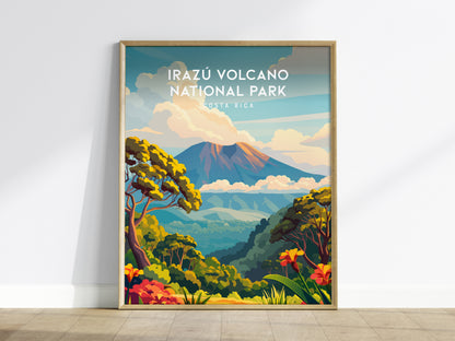 Irazú Volcano National Park, Costa Rica Poster | Crater Lake & Misty Summit Wall Art — framed wall art