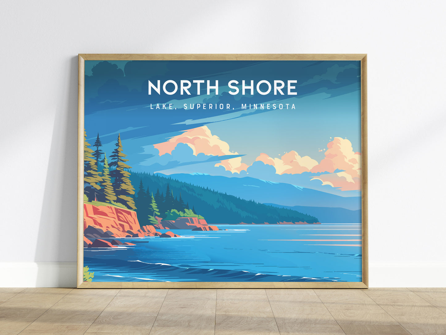 North Shore, Lake Superior, Minnesota Landscape Poster | Lake, Superior, Minnesota | Destination Print & Coastal Beach Decor