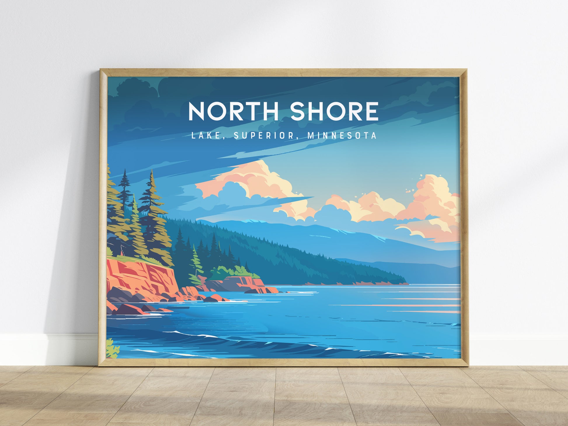 North Shore, Lake Superior, Minnesota Landscape Poster | Lake, Superior, Minnesota | Destination Print & Coastal Beach Decor