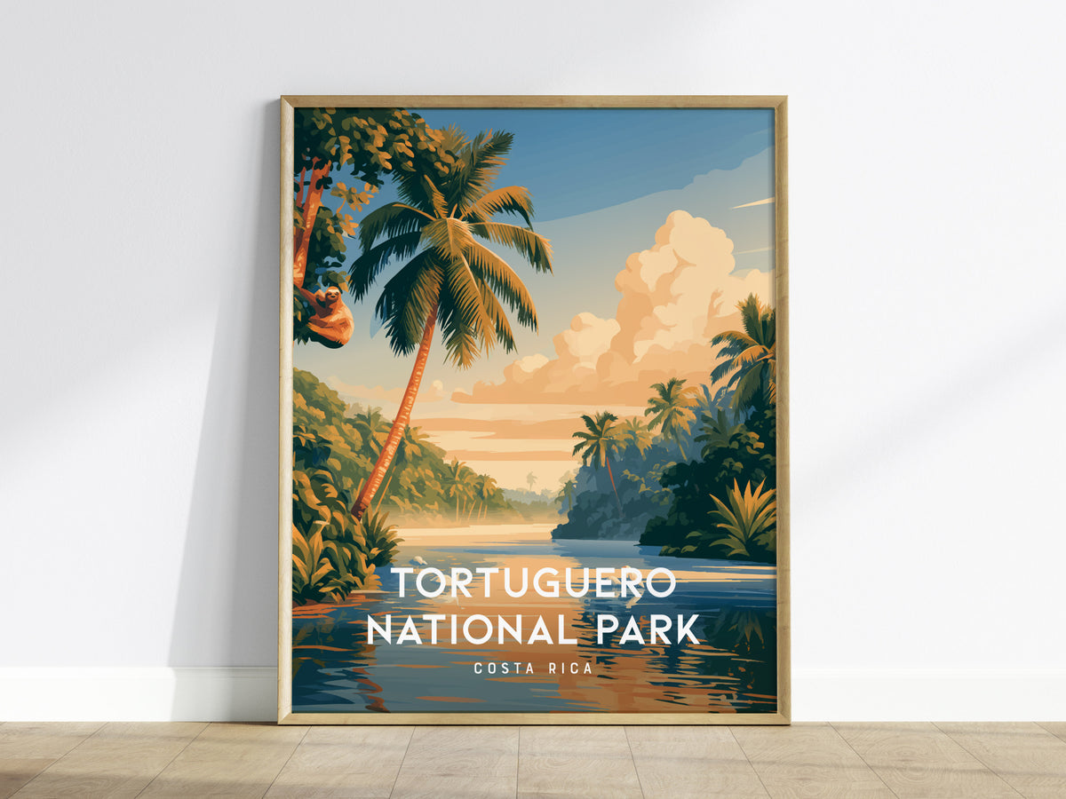 Tortuguero National Park, Costa Rica Poster | Sea Turtle & Rainforest Canal Wall Art — framed wall art