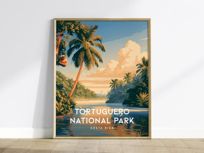 Tortuguero National Park, Costa Rica Poster | Sea Turtle & Rainforest Canal Wall Art — framed wall art