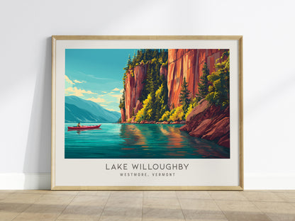 Lake Willoughby Landscape Matte Border Poster | Westmore, Vermont Vacation Wall Art — framed wall art
