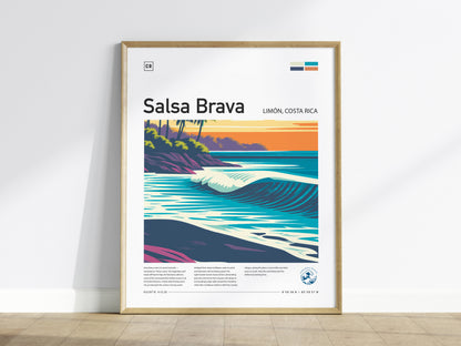 Salsa Brava, Limón, Costa Rica Poster | Caribbean Surf Wave Print Wall Art — framed wall art