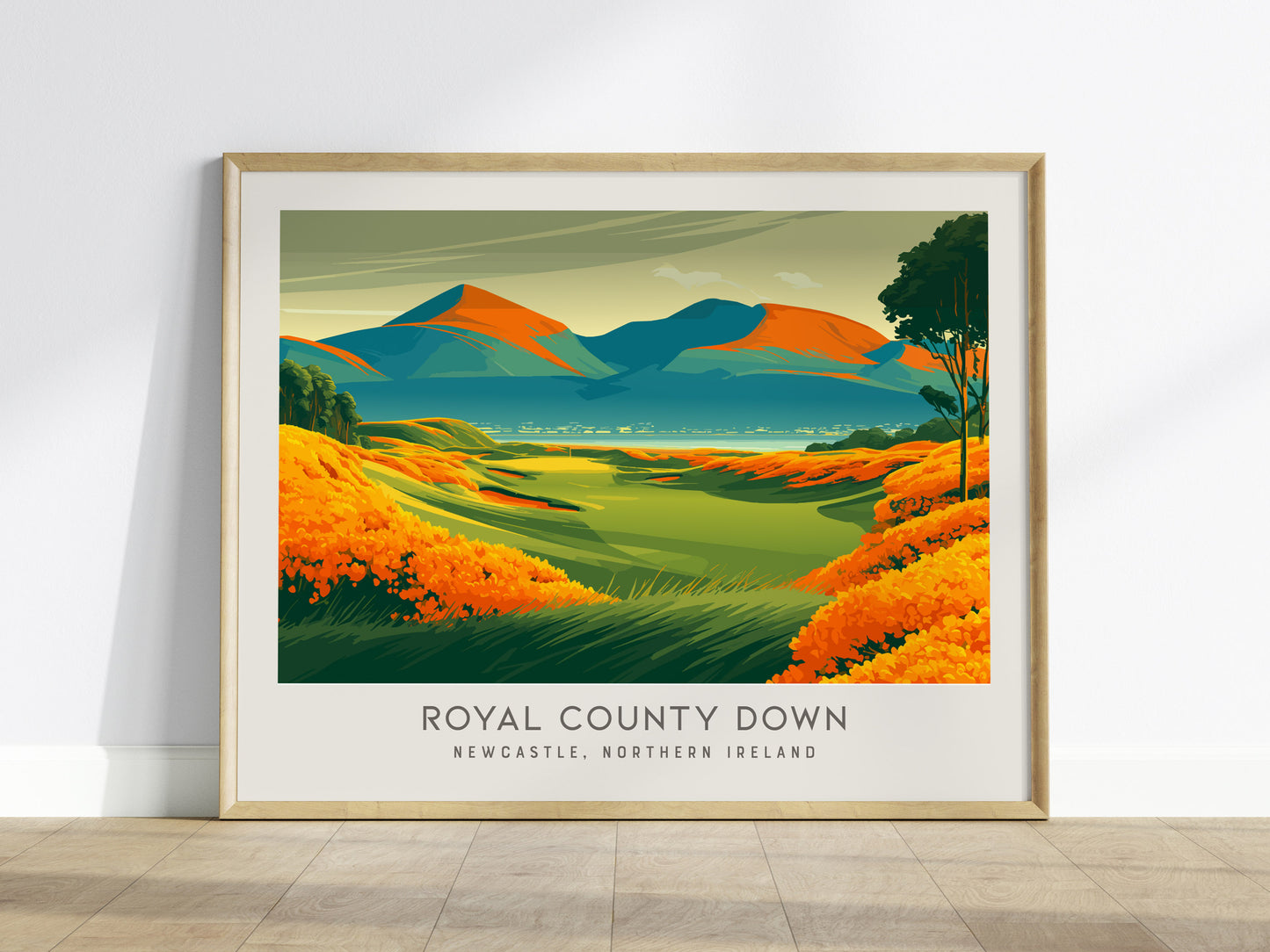 Royal County Down Landscape Matte Border Poster | Newcastle, Northern Ireland Travel Wall Art — framed wall art