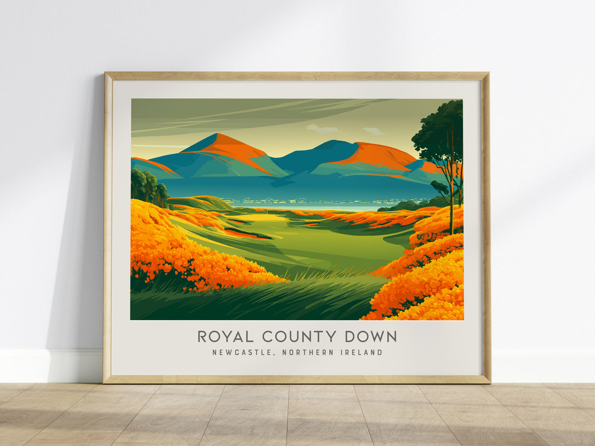 Royal County Down Landscape Matte Border Poster | Newcastle, Northern Ireland Travel Wall Art — framed wall art
