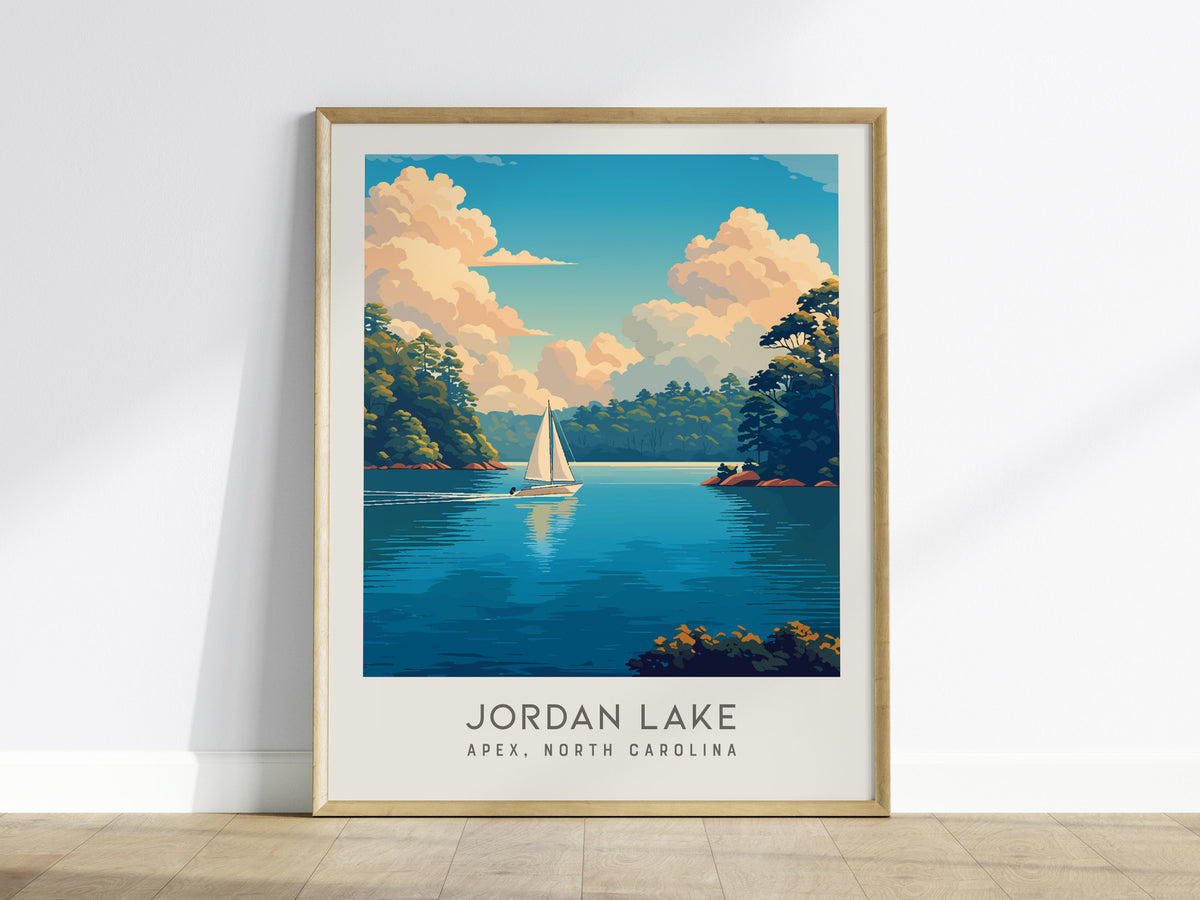 Jordan Lake Matte Border Poster | Apex, North Carolina Destination Print — framed wall art