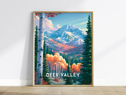 Deer Valley, Utah Poster | Alpine Ski Lodge Mountain Wall Art — framed wall art