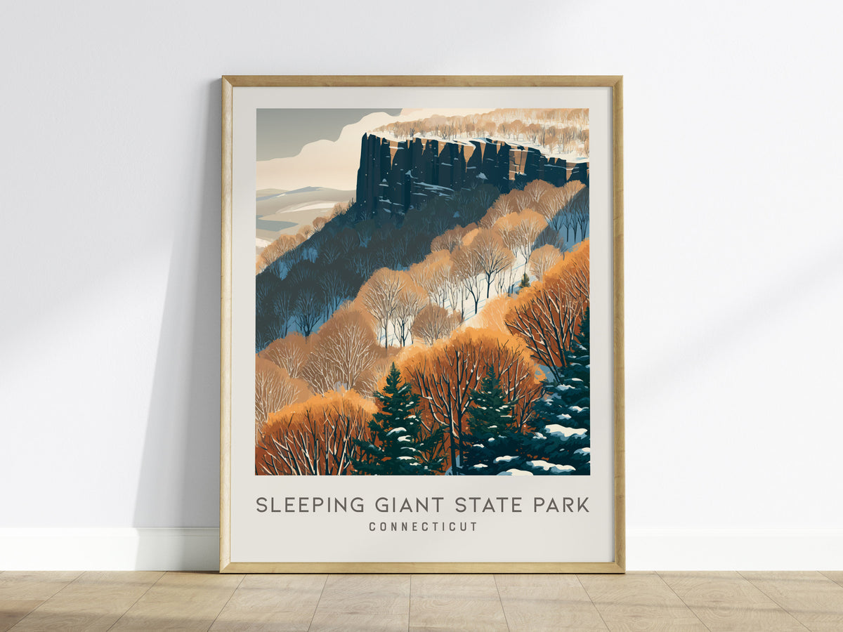 Sleeping Giant State Park Matte Border Poster | Connecticut Travel Wall Art — framed wall art