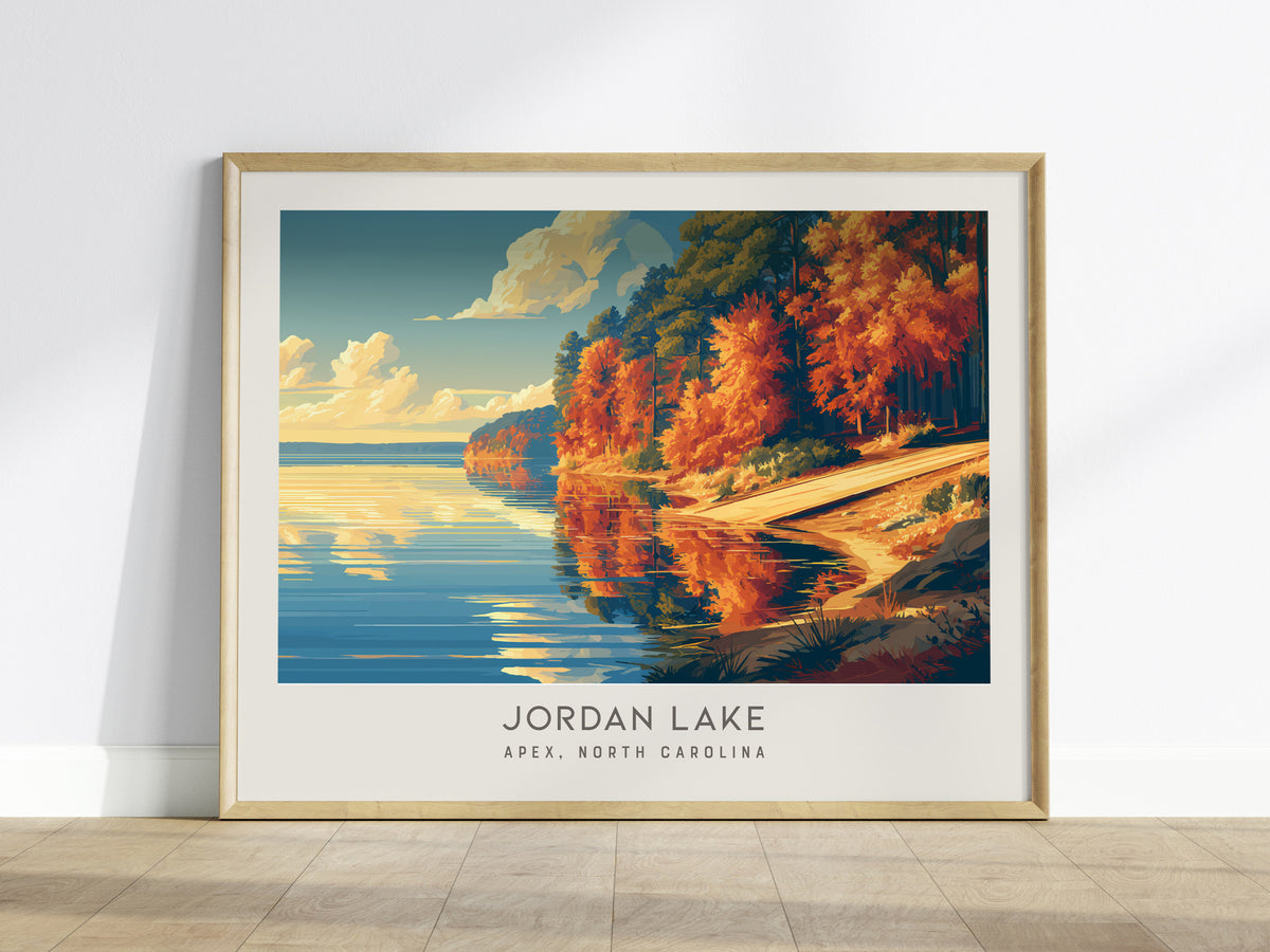 Jordan Lake Landscape Matte Border Poster | Apex, North Carolina Vacation Wall Art — framed wall art