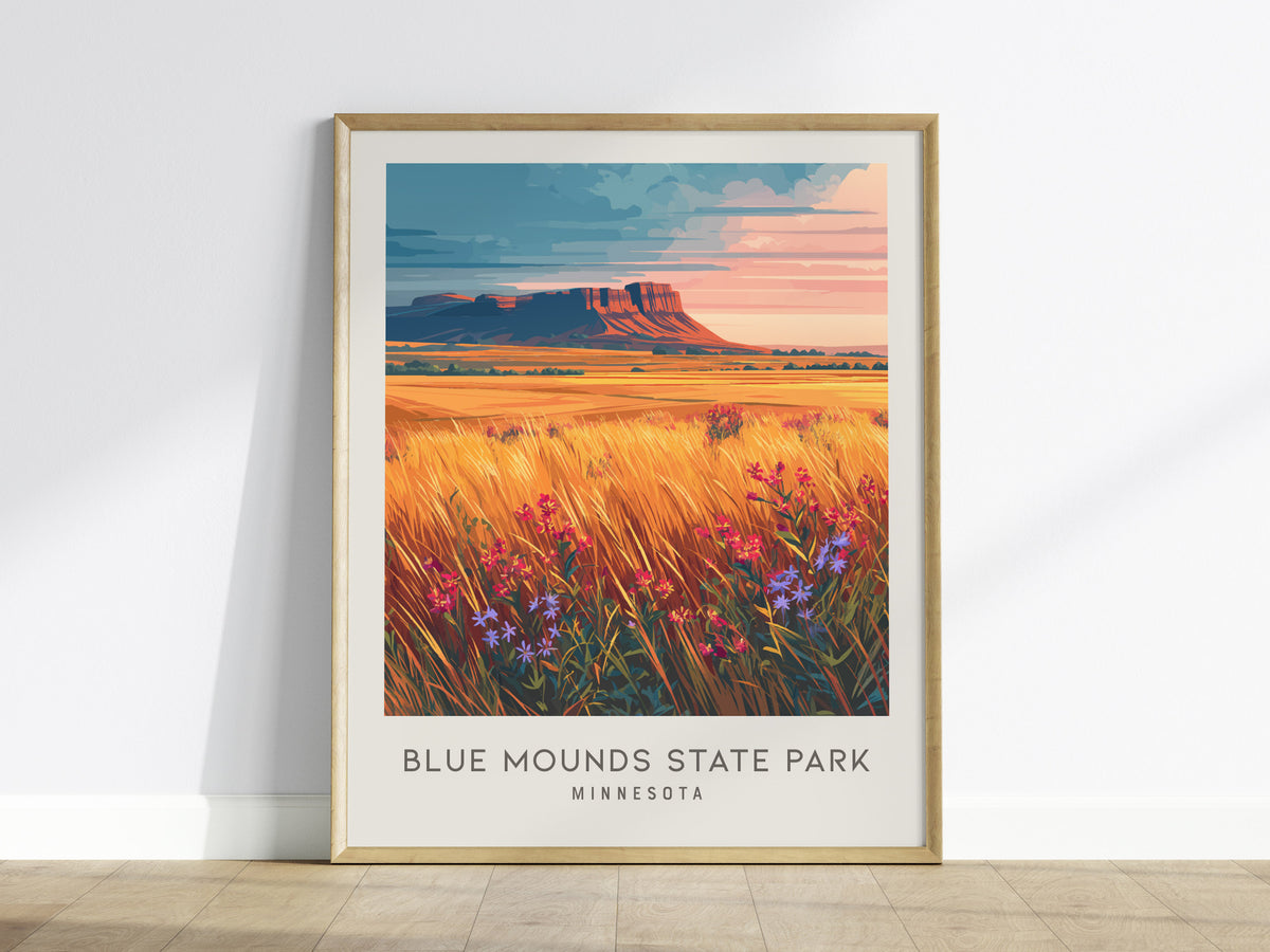 Blue Mounds State Park Matte Border Poster | Minnesota Destination Print & Vacation Wall Art — framed wall art
