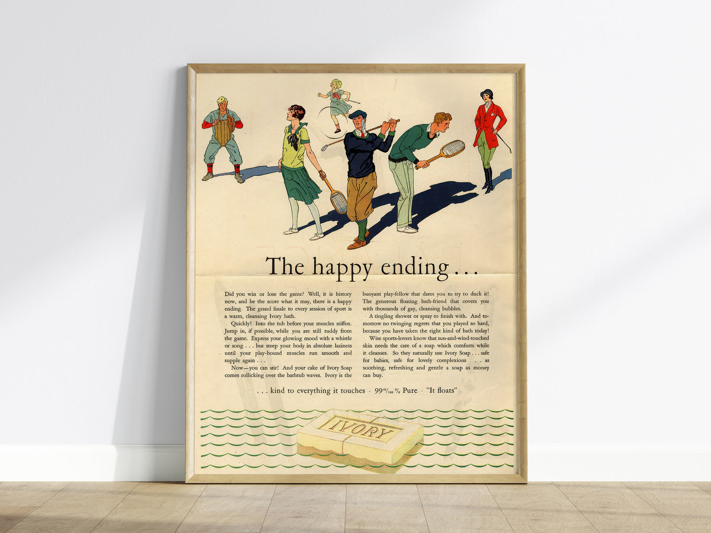 Vintage Ivory Soap Ad | 1920s Bathroom Art | Happy Ending Retro Print