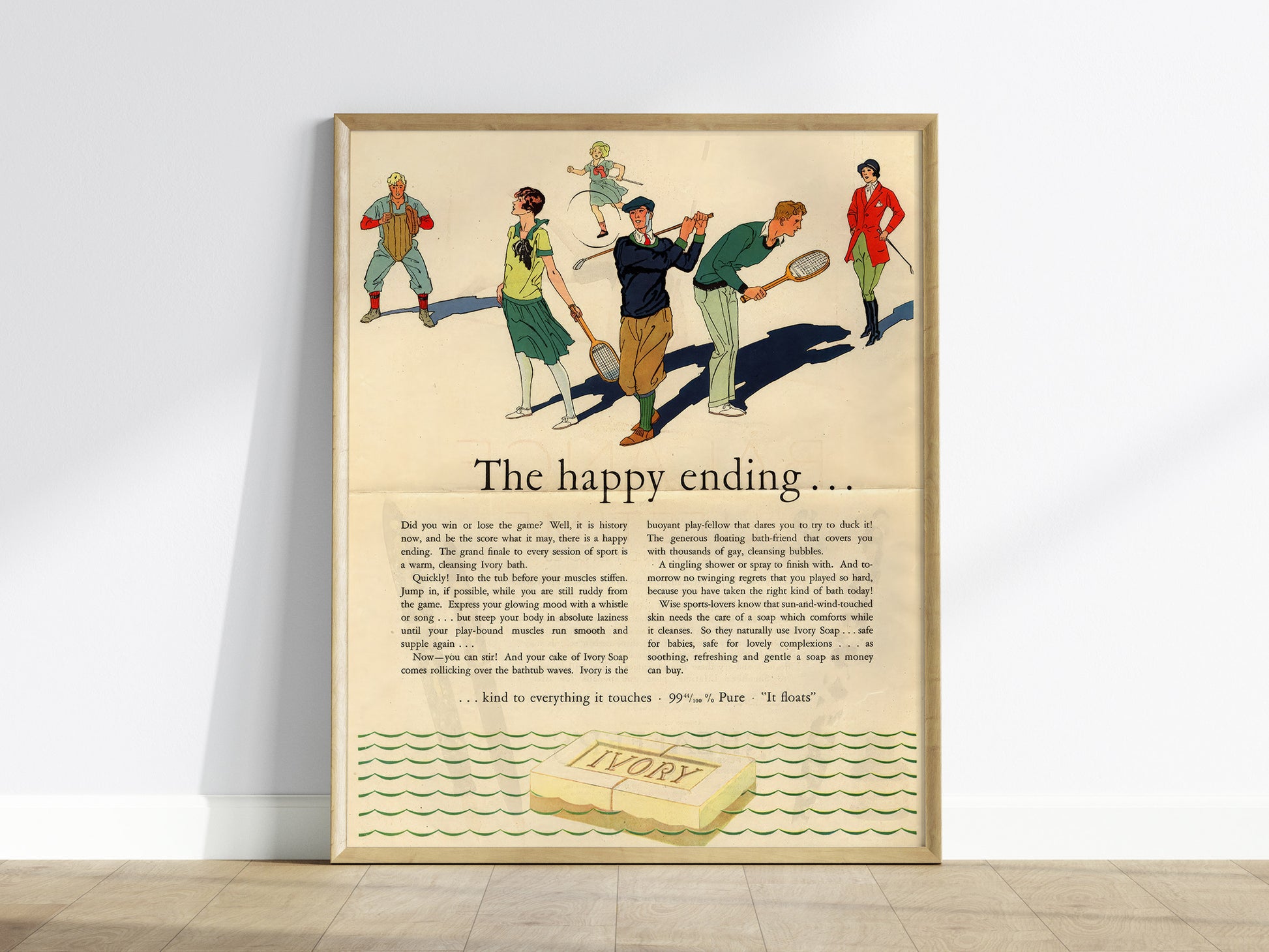Vintage Ivory Soap Ad | 1920s Bathroom Art | Happy Ending Retro Print