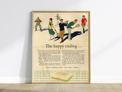 Vintage Ivory Soap Ad | 1920s Bathroom Art | Happy Ending Retro Print