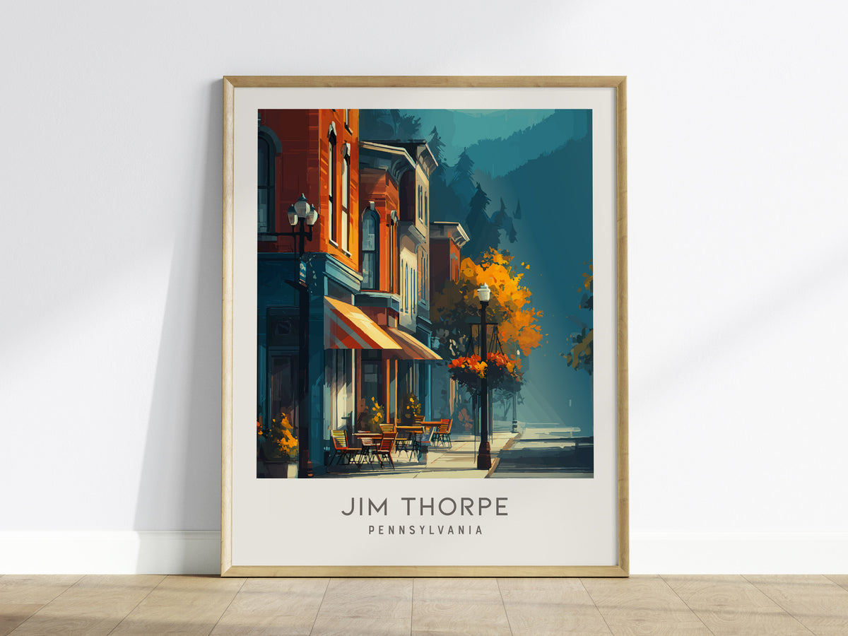 Jim Thorpe Matte Border Poster | Pennsylvania Destination Print Travel Wall Art — framed wall art
