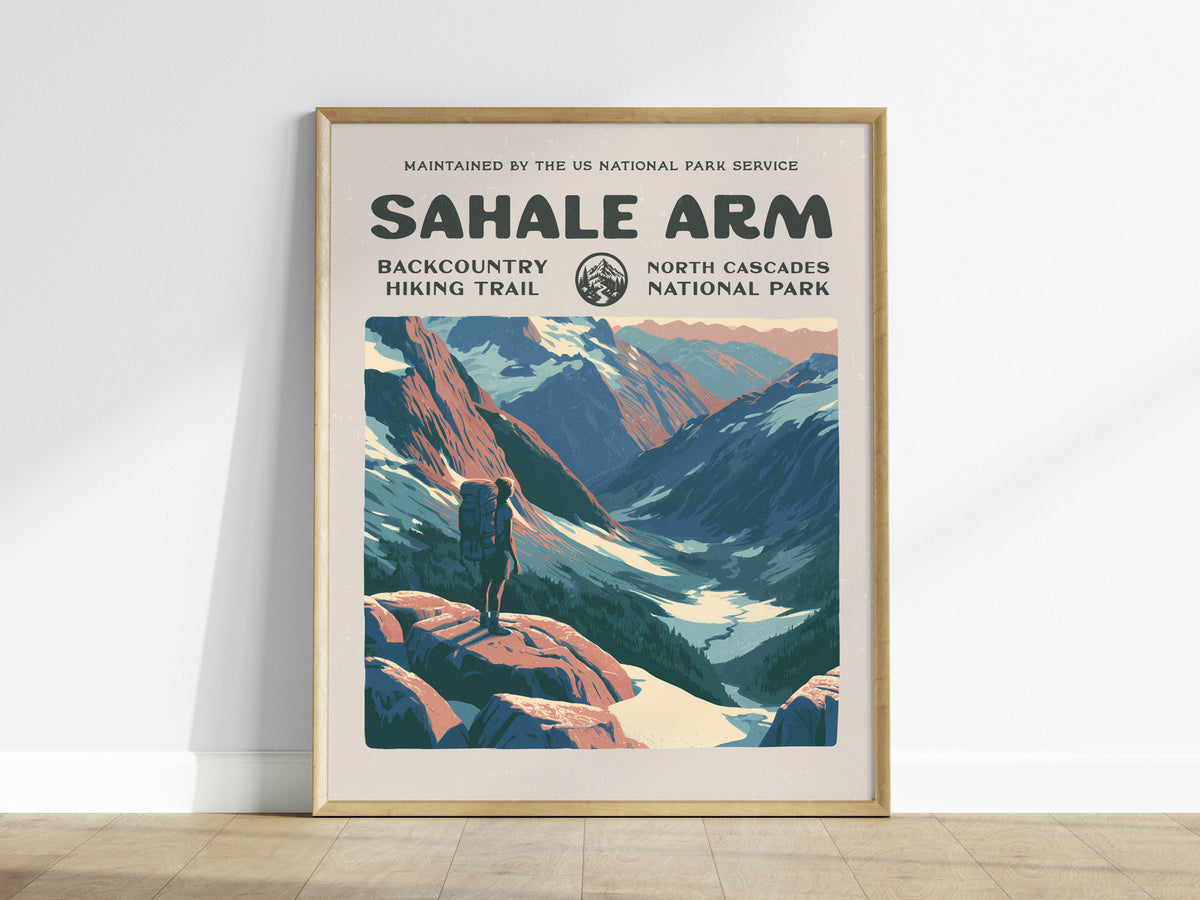 Sahale Arm, North Cascades National Park Poster | Hiker Gift | Backcountry Trail Wall Art — framed wall art
