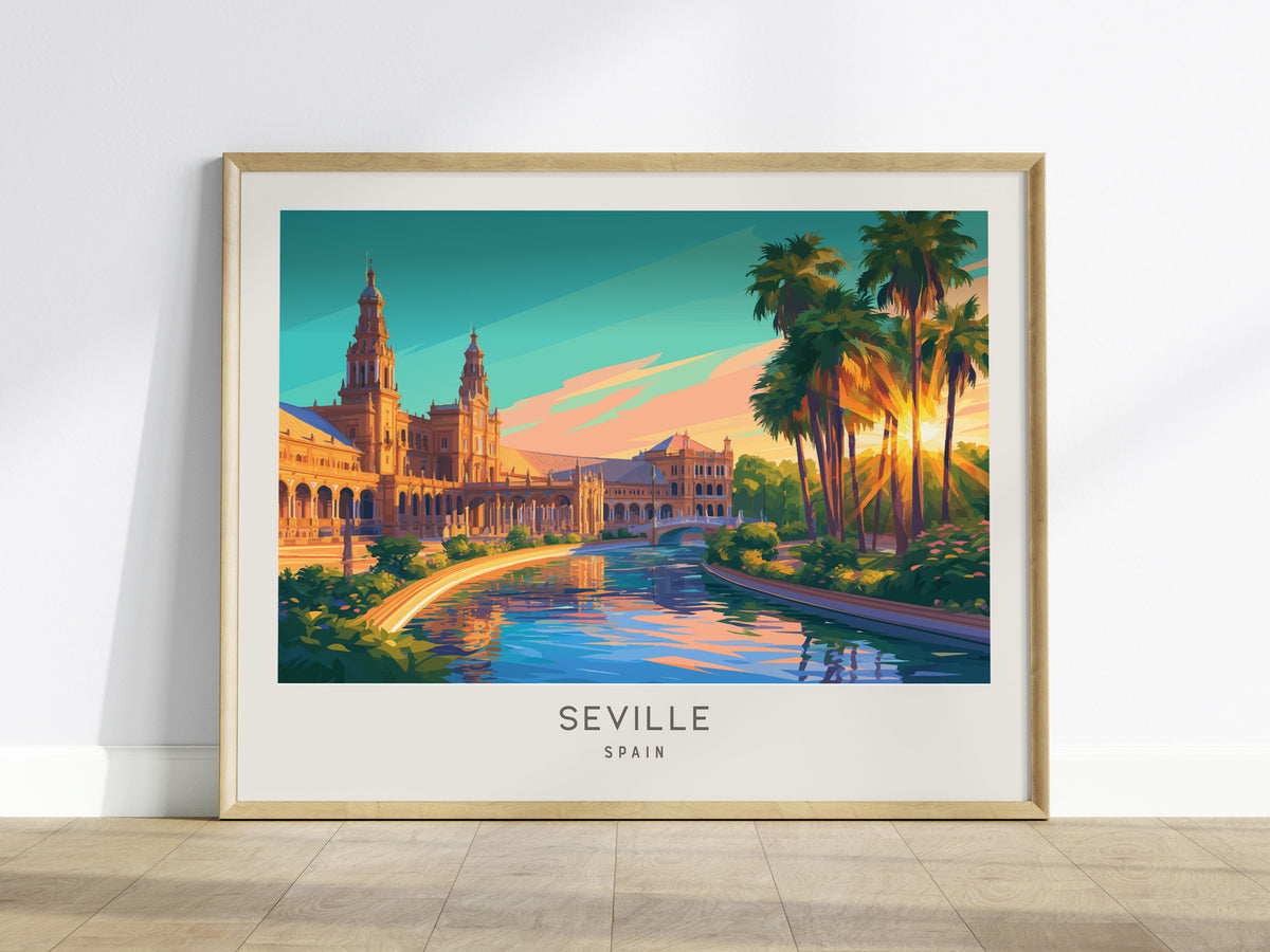 Seville Landscape Matte Border Poster | Spain Framed or Unframed Travel Gift Wall Art — framed wall art
