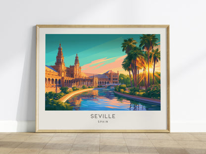 Seville Landscape Matte Border Poster | Spain Framed or Unframed Travel Gift Wall Art — framed wall art