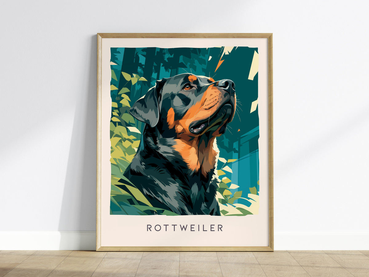 Rottweiler Poster | Loyal Guardian Wildlife Wall Art — framed wall art