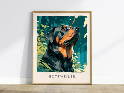 Rottweiler Poster | Loyal Guardian Wildlife Wall Art — framed wall art