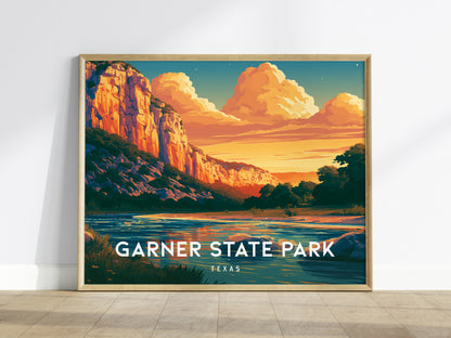 Garner State Park, Texas Landscape Poster | Frio River Travel Wall Art — framed wall art