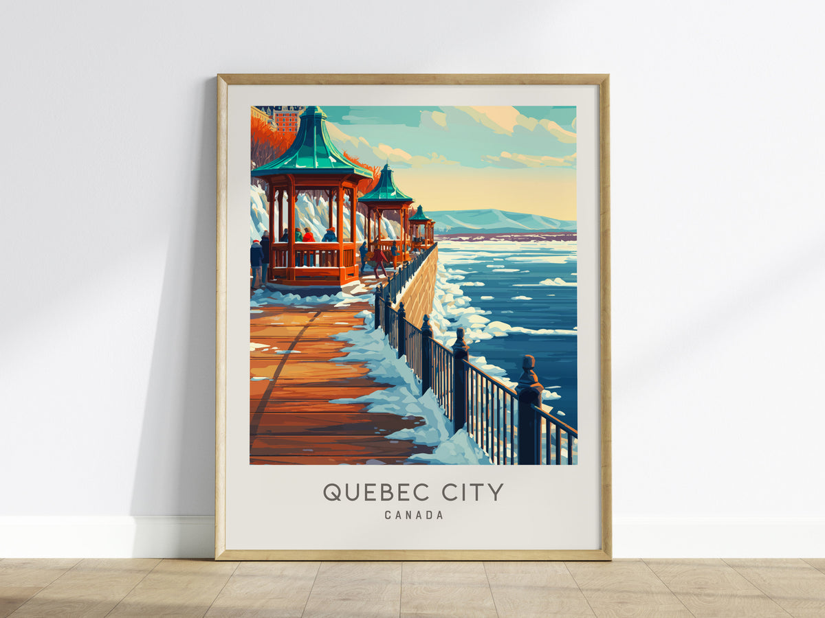 Quebec City Matte Border Poster | Canada Destination Print Travel Wall Art — framed wall art