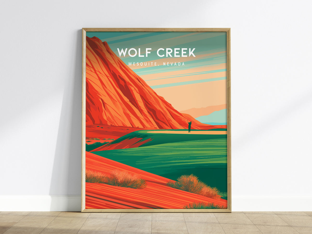 Wolf Creek Golf Club, Mesquite, Nevada Poster | Desert Canyon Links Golfer Gift Wall Art — framed wall art